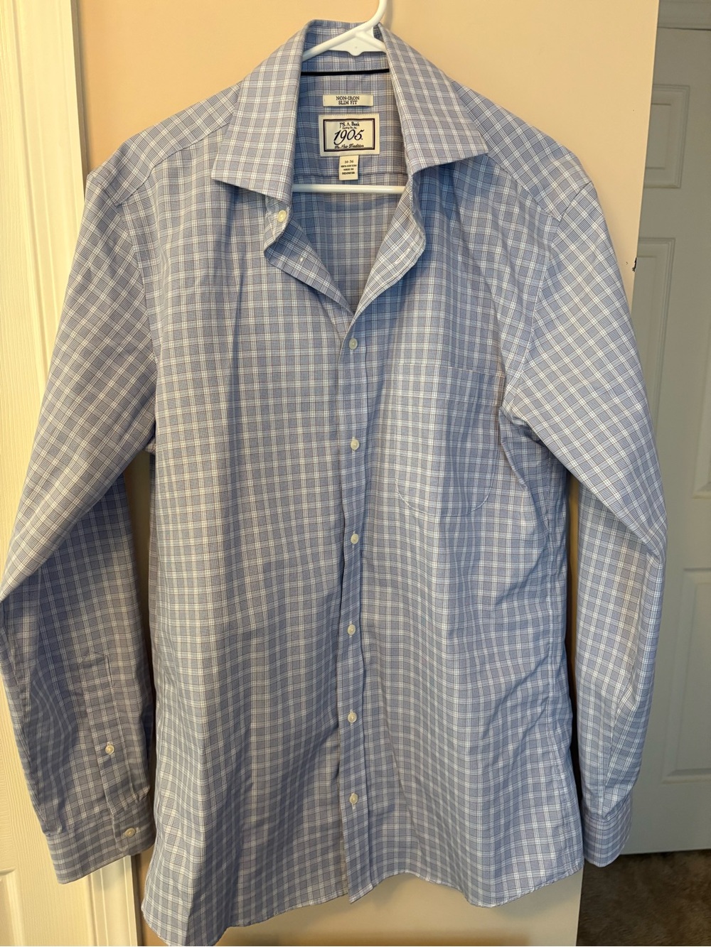 Jos. A. Bank Light Blue Windowpane Dress Shirt - Picture 1 of 6